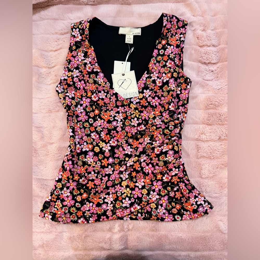Nordstrom Black Floral V-Neck Camisole